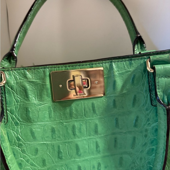 Kate Spade Large Green Embossed Leather Alligator Print - Picture 1 of 9